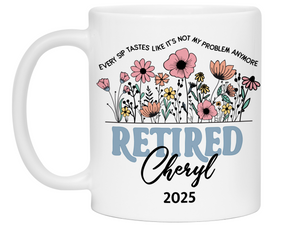 Funny Personalized Retirement Coffee Mug | Custom Name & Retirement Year Cup