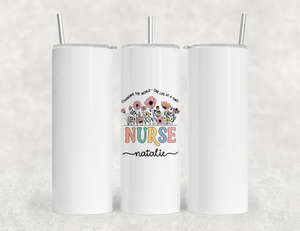 Personalized Nurse Tumbler – Wild Flowers Custom Nurse Name – Nurse Graduation Gift Idea