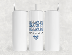 Personalized Teacher Tumbler | Chinoiserie Pattern & Coquette | Custom Name Stainless Steel Tumbler | Teacher Gift Idea (V3)