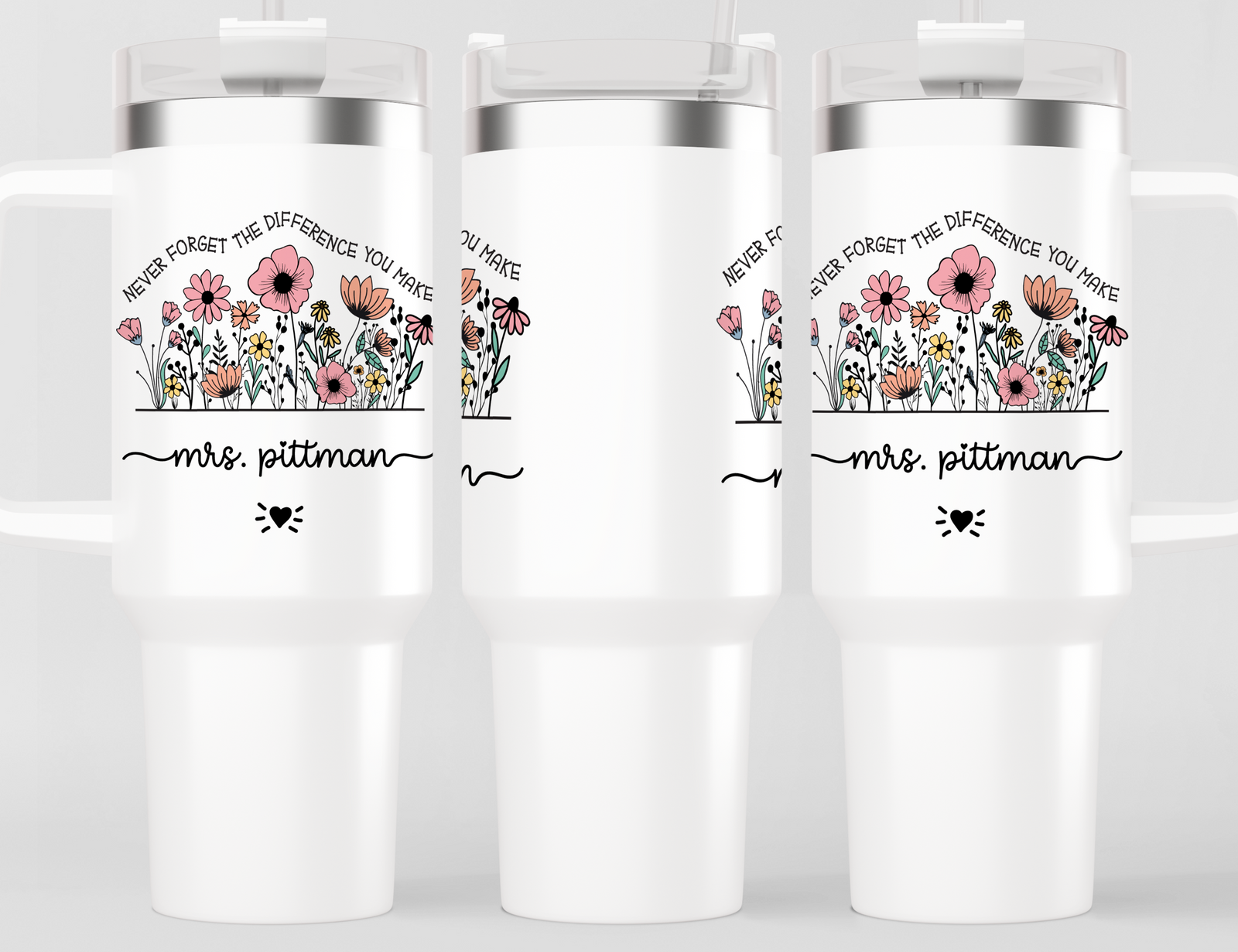 Personalized Teacher Tumbler | Custom Teacher Name Stainless Steel Travel Cup | Gifts For Teachers