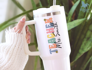 Personalized Teacher Tumbler | Custom Teacher Name Stainless Steel Travel Cup | Teacher Gift Idea