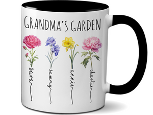 Personalized Grandma's Garden Coffee Mug – Custom Birth Month Flowers & Grandkids' Names Cup