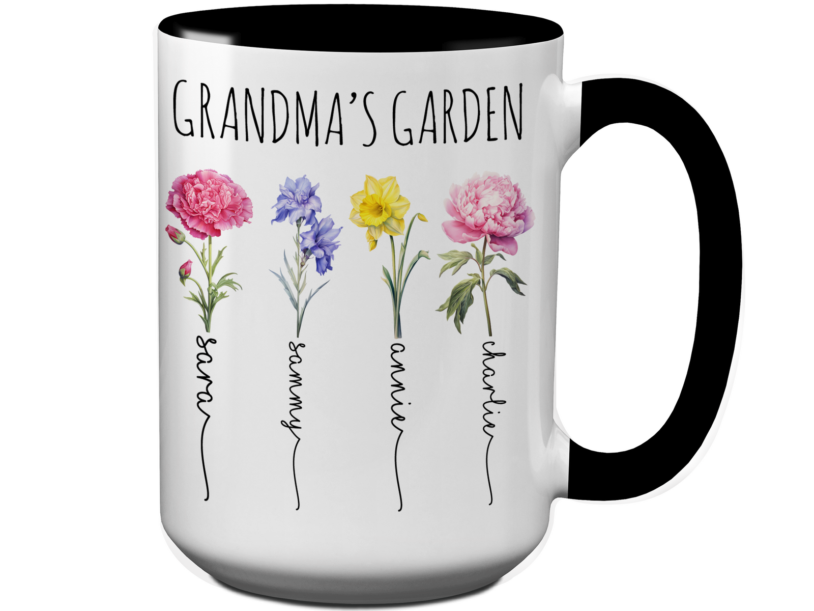 Personalized Grandma's Garden Coffee Mug – Custom Birth Month Flowers & Grandkids' Names Cup