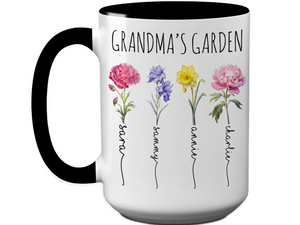 Personalized Grandma's Garden Coffee Mug – Custom Birth Month Flowers & Grandkids' Names Cup
