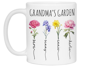 Personalized Grandma's Garden Coffee Mug – Custom Birth Month Flowers & Grandkids' Names Cup