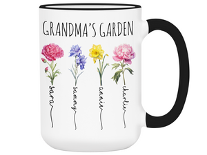 Personalized Grandma's Garden Coffee Mug – Custom Birth Month Flowers & Grandkids' Names Cup