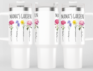 Mama's Garden Tumbler - Personalized Birth Flower Kids' Names Tumbler - Mother's Day Christmas Birthday Gift