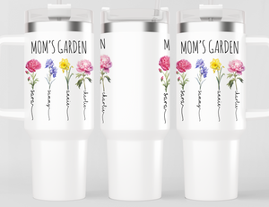 Mom's Garden Tumbler - Personalized Birth Flower Kids' Names Tumbler - Mother's Day Christmas Birthday Gift