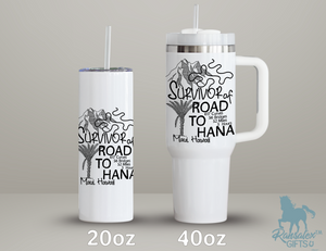 Road to Hana Survivor Funny Tumbler – Maui Hawaii Travel Gift, Scenic Drive Souvenir Cup, Hawaiian Vacation Stainless Steel Tumbler