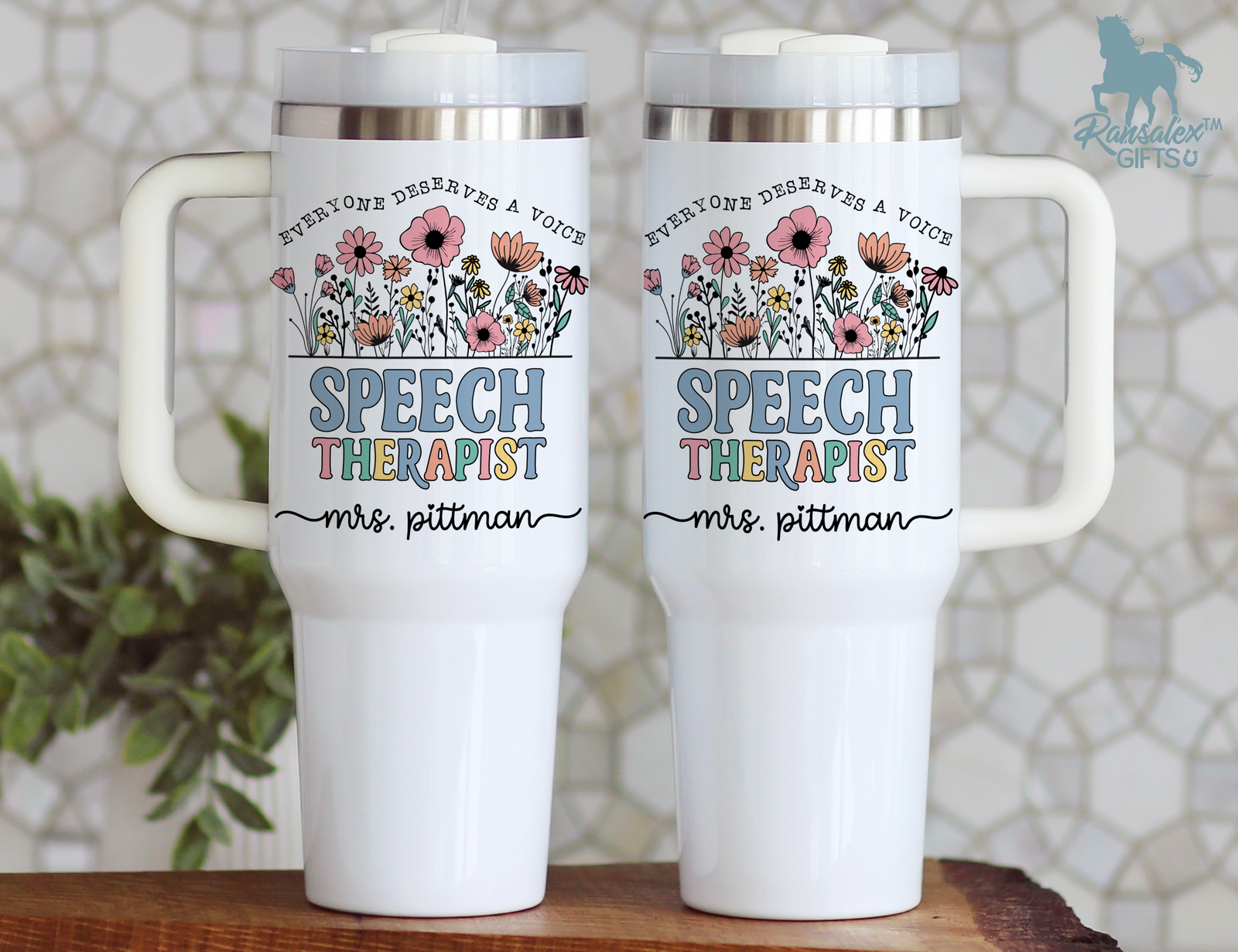 Personalized Speech Therapist Tumbler – Wildflowers Custom Name and Quote – Unique Speech Therapist Gift