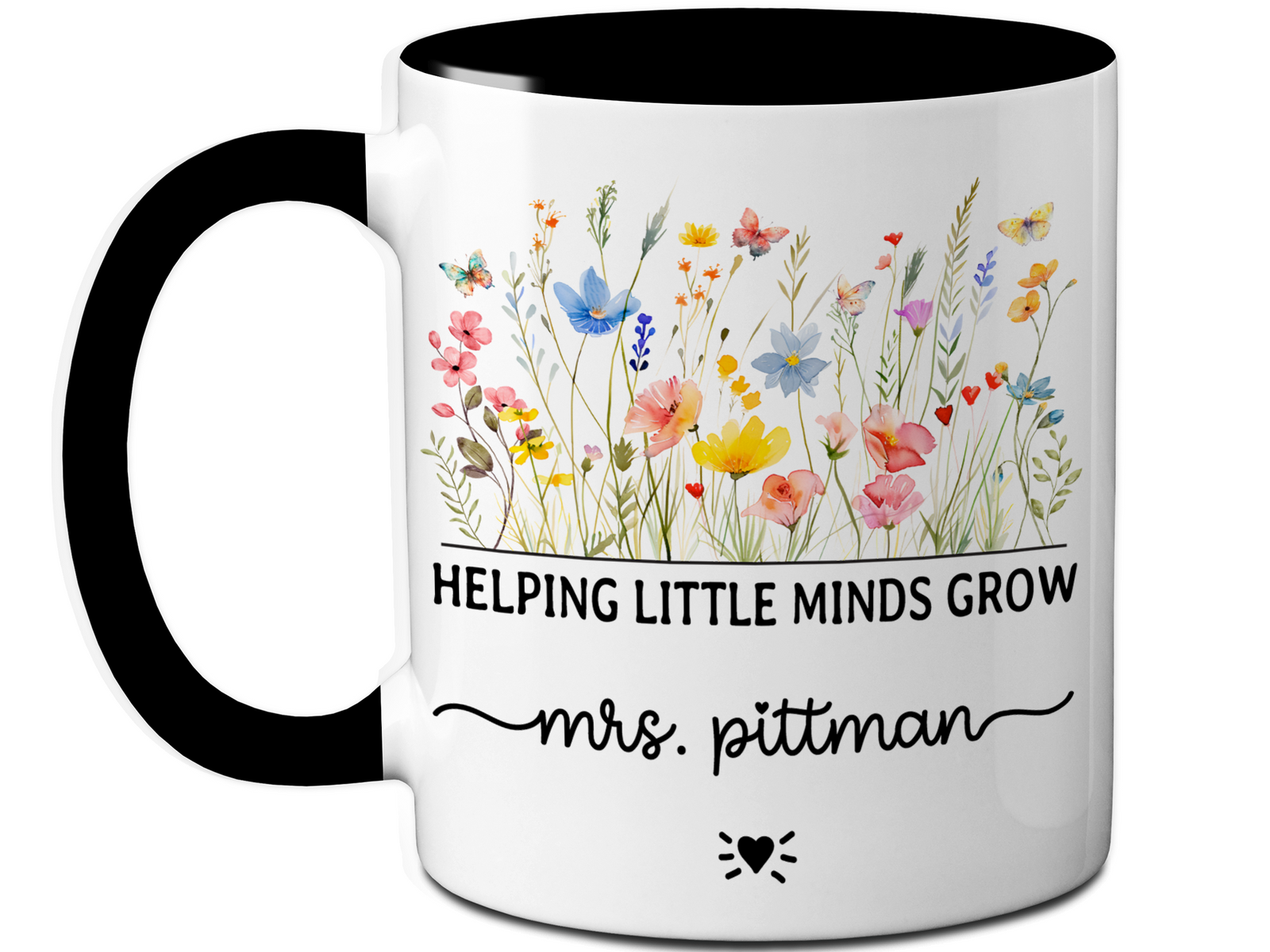 Personalized Teacher Mug – Wildflower Custom Name Cup – Unique Teacher Appreciation Gift Idea
