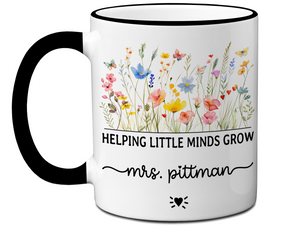 Personalized Teacher Mug – Wildflower Custom Name Cup – Unique Teacher Appreciation Gift Idea