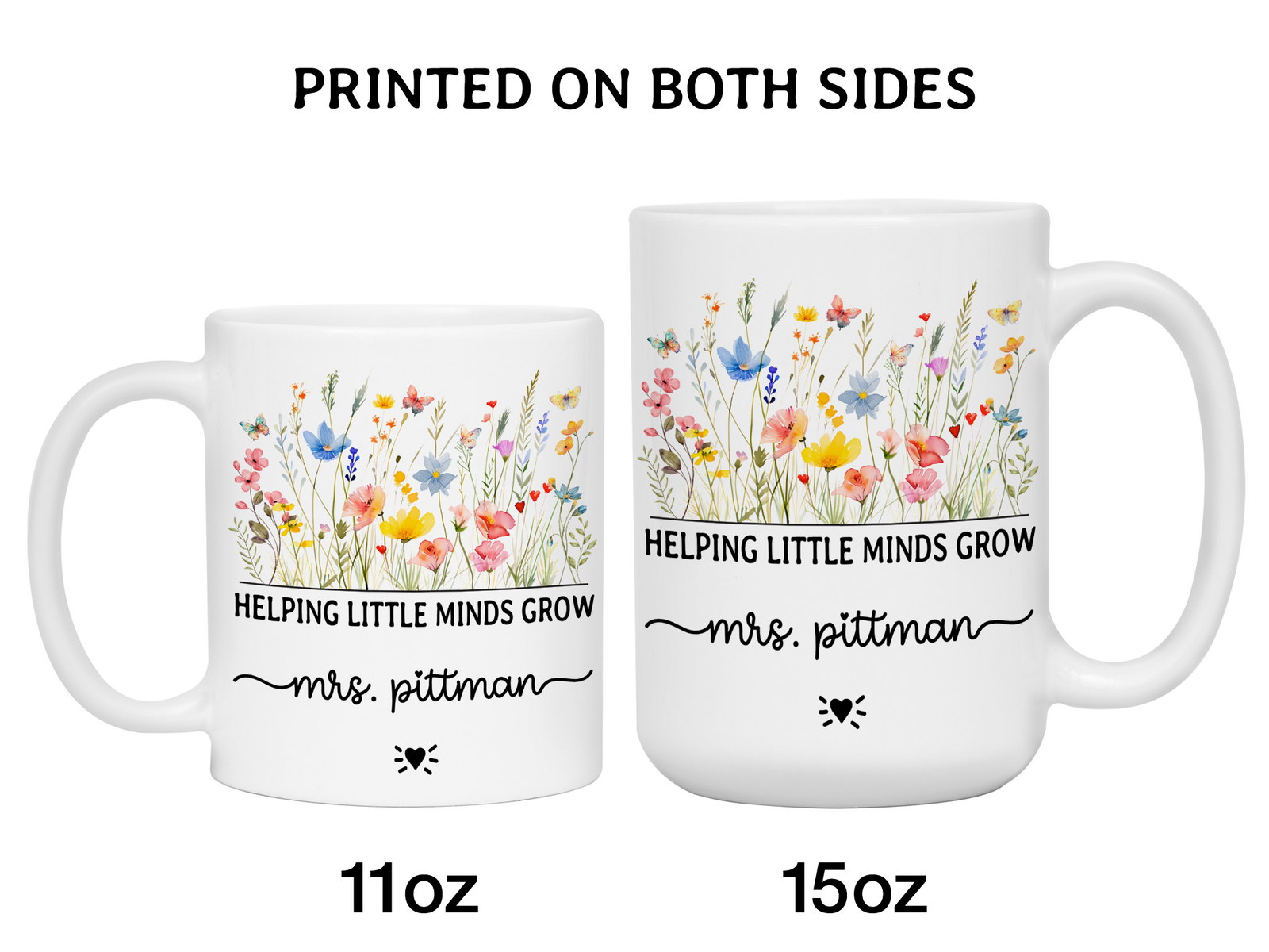 Personalized Teacher Mug – Wildflower Custom Name Cup – Unique Teacher Appreciation Gift Idea