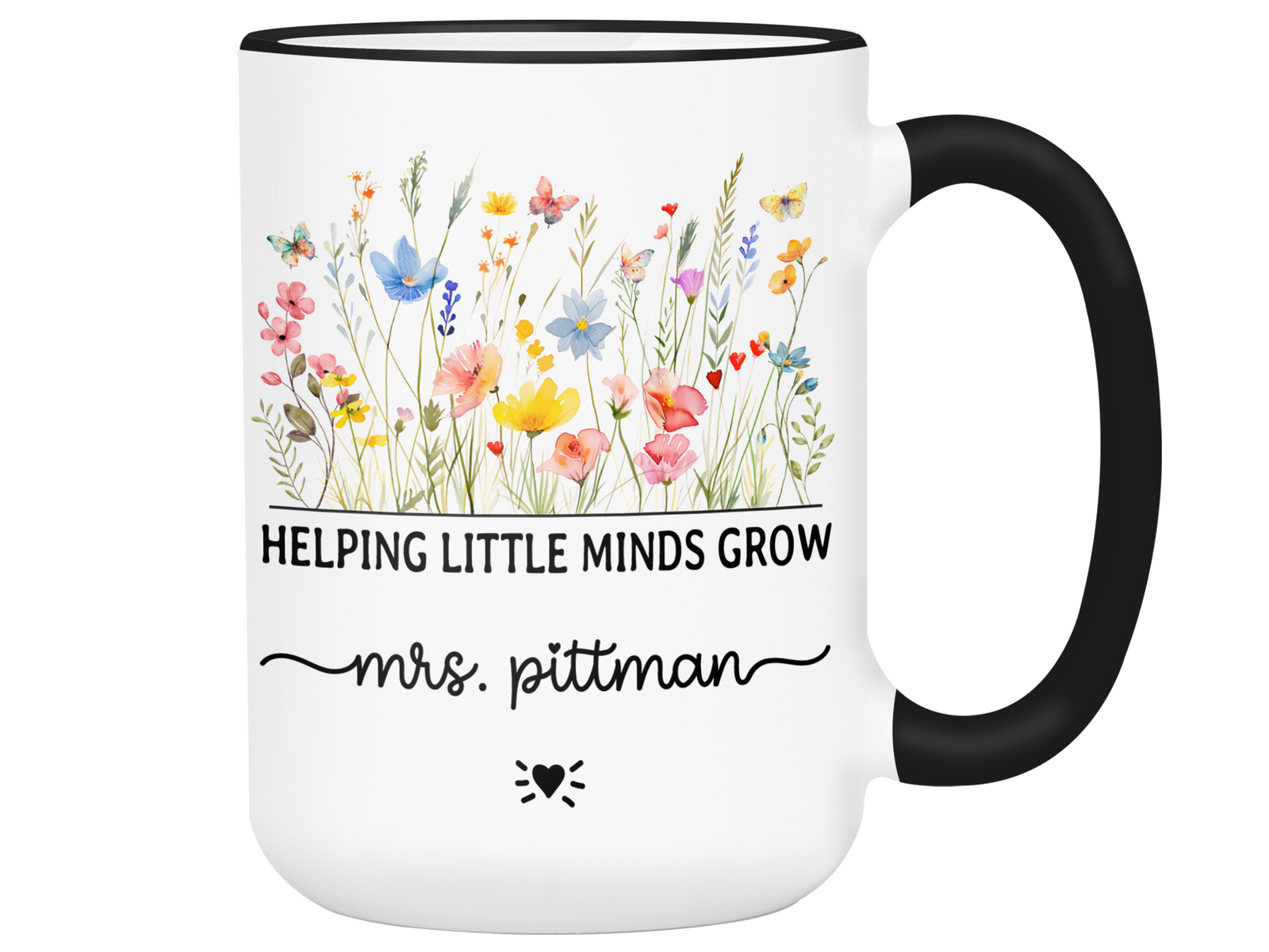 Personalized Teacher Mug – Wildflower Custom Name Cup – Unique Teacher Appreciation Gift Idea