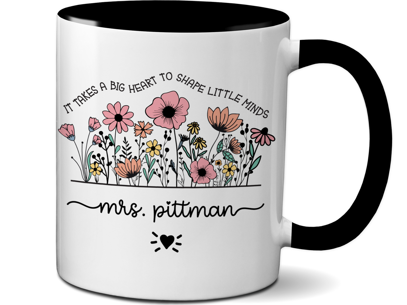 Personalized Teacher Mug – Wildflower Custom Name Cup – Unique Teacher Appreciation Gift