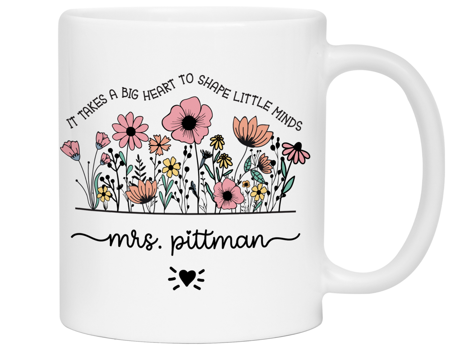 Personalized Teacher Mug – Wildflower Custom Name Cup – Unique Teacher Appreciation Gift