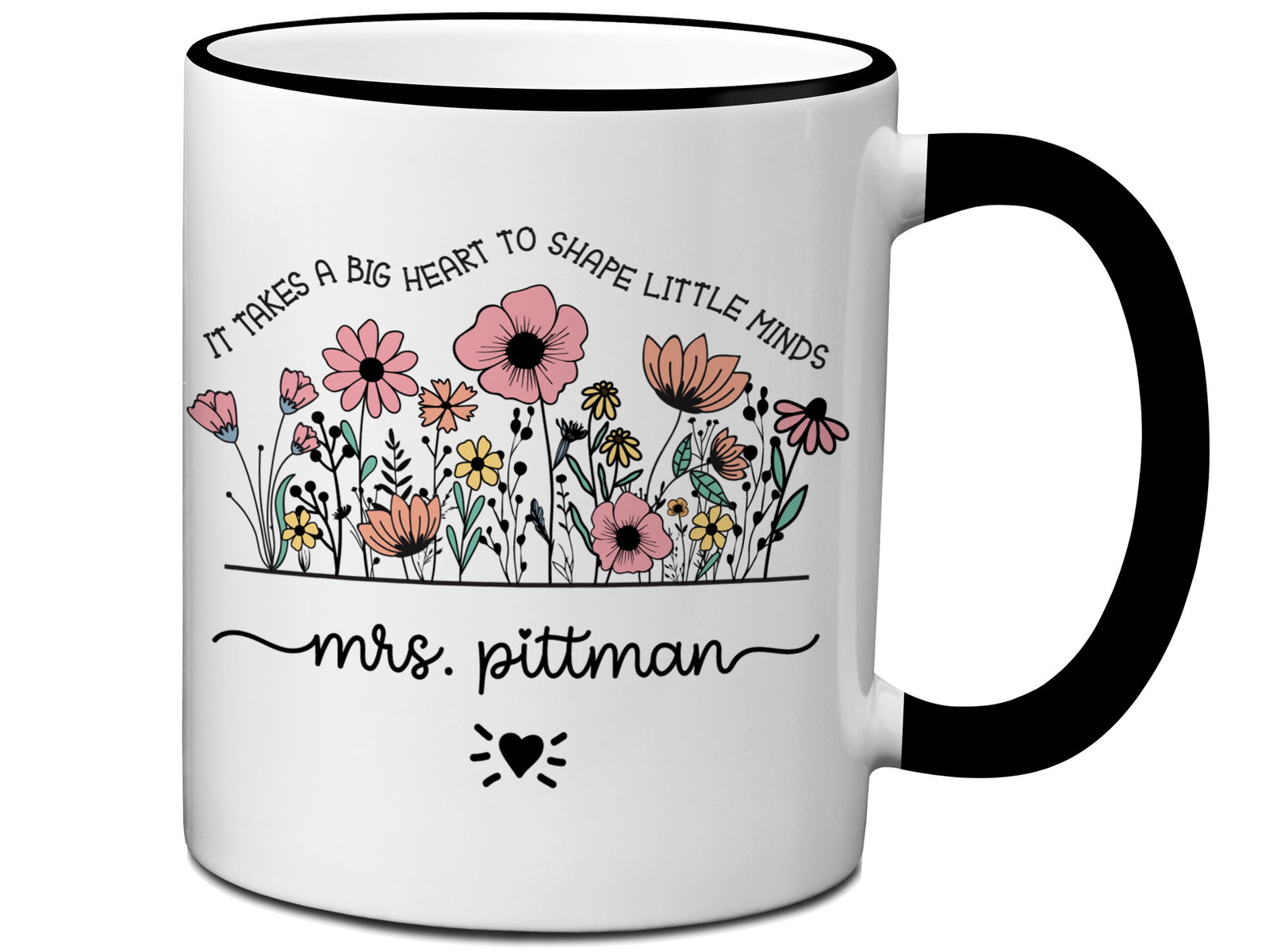 Personalized Teacher Mug – Wildflower Custom Name Cup – Unique Teacher Appreciation Gift