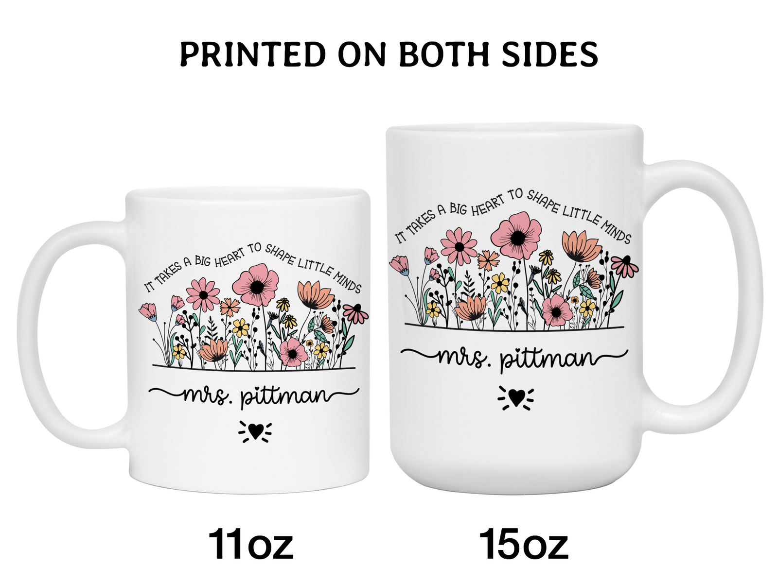 Personalized Teacher Mug – Wildflower Custom Name Cup – Unique Teacher Appreciation Gift
