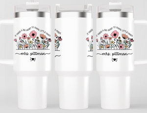 Personalized Teacher Tumbler – Wild Flowers Custom Name – Unique Teacher Gift - Big Heart Little Minds