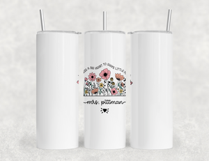 Personalized Teacher Tumbler – Wild Flowers Custom Name – Unique Teacher Gift - Big Heart Little Minds