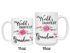 World's Okayest Grandma Coffee Mug Tea Cup | Gift Idea For Grandmothers