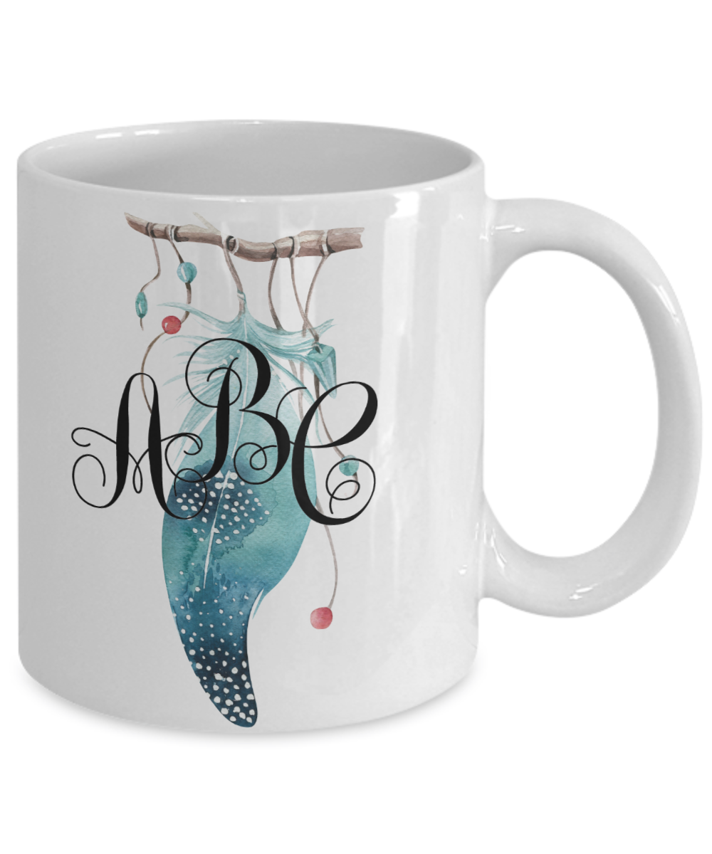 Feather Monogrammed Coffee Mug