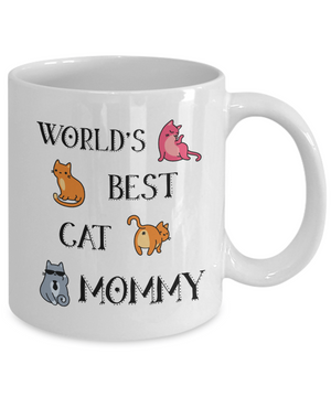 World's Best Cat Mommy Funny Coffee Mug Tea Cup | Crazy Cat Lady Gifts