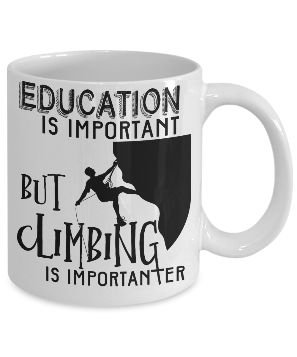 climbing funny coffee mug