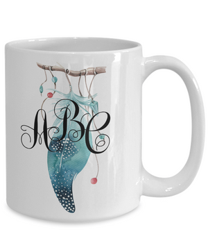 feather dreamcatcher monogrammed mug