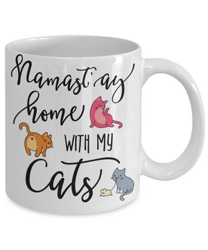 Namast'ay Home With My Cats Funny Coffee Mug