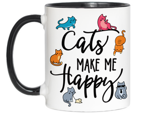 Cats Make Me Happy Funny Coffee Mug - Cat Lover Gifts - Crazy Cat Lady Gift Idea