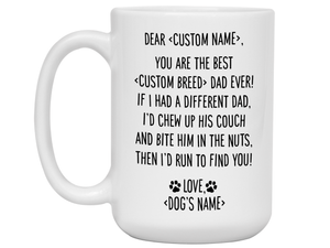 Personalized Funny Dog Dad Gifts - Dear Dog Dad Coffee Mug - Custom Dog Name and Breed