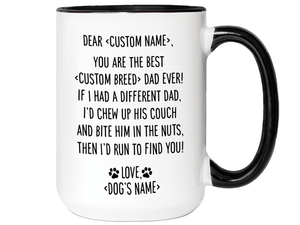 Personalized Funny Dog Dad Gifts - Dear Dog Dad Coffee Mug - Custom Dog Name and Breed
