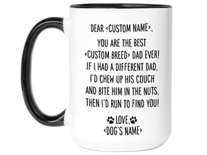 Personalized Funny Dog Dad Gifts - Dear Dog Dad Coffee Mug - Custom Dog Name and Breed