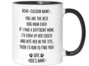 Funny Dog Mom Gifts - Dear Dog Mom Coffee Mug - Best Dog Mom - Custom Dog Name