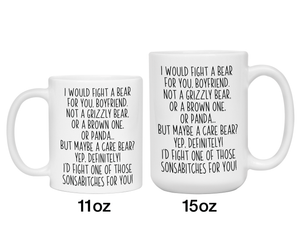 Funny Gifts for Boyfriends - I Would Fight a Bear for You Boyfriend Gag Coffee Mug