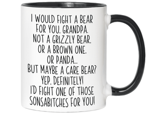 Funny Gifts for Grandpas - I Would Fight a Bear for You Grandpa Gag Coffee Mug