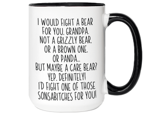 Funny Gifts for Grandpas - I Would Fight a Bear for You Grandpa Gag Coffee Mug
