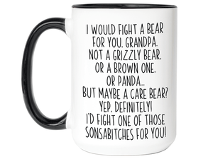 Funny Gifts for Grandpas - I Would Fight a Bear for You Grandpa Gag Coffee Mug