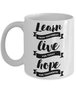 Learn, Live, Hope Inspirational Coffee Mug