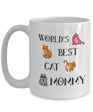 World's Best Cat Mommy Funny Coffee Mug Tea Cup | Crazy Cat Lady Gifts