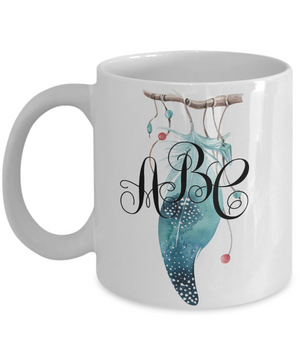 Feather Monogrammed Coffee Mug Tea Cup