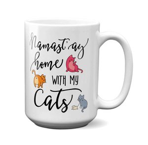Namast'ay Home With My Cats Funny Coffee Mug Tea Cup Cat Lover/Owner Gift Idea