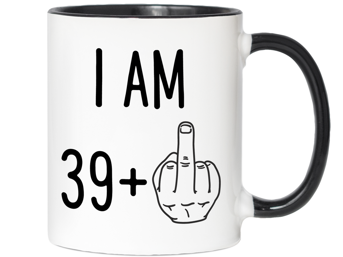 40th Birthday Gifts - I Am 39 + Middle Finger Funny Coffee Mug - Gag Gift Idea
