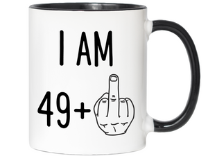 50th Birthday Gifts - I Am 49 + Middle Finger Funny Coffee Mug - Gag Gift Idea