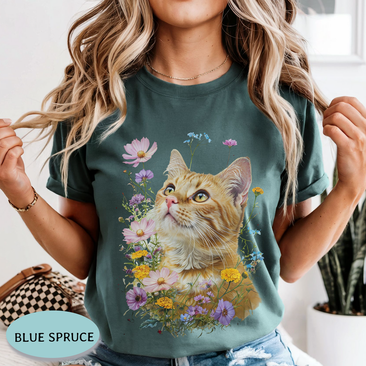 Orange Tabby Cat Wildflower Shirt – Comfort Colors® Tee - Cat Mom T-shirt