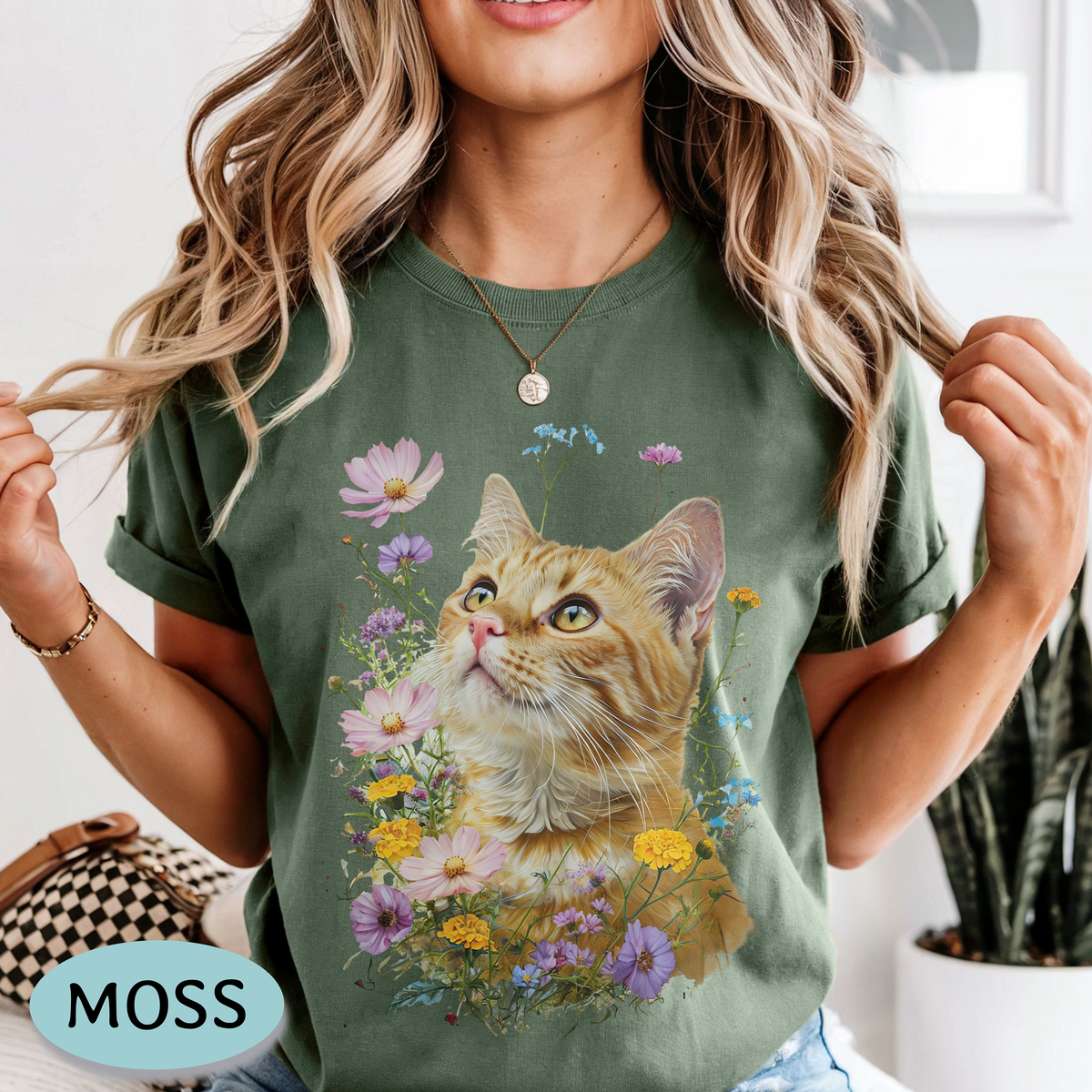 Orange Tabby Cat Wildflower Shirt – Comfort Colors® Tee - Cat Mom T-shirt