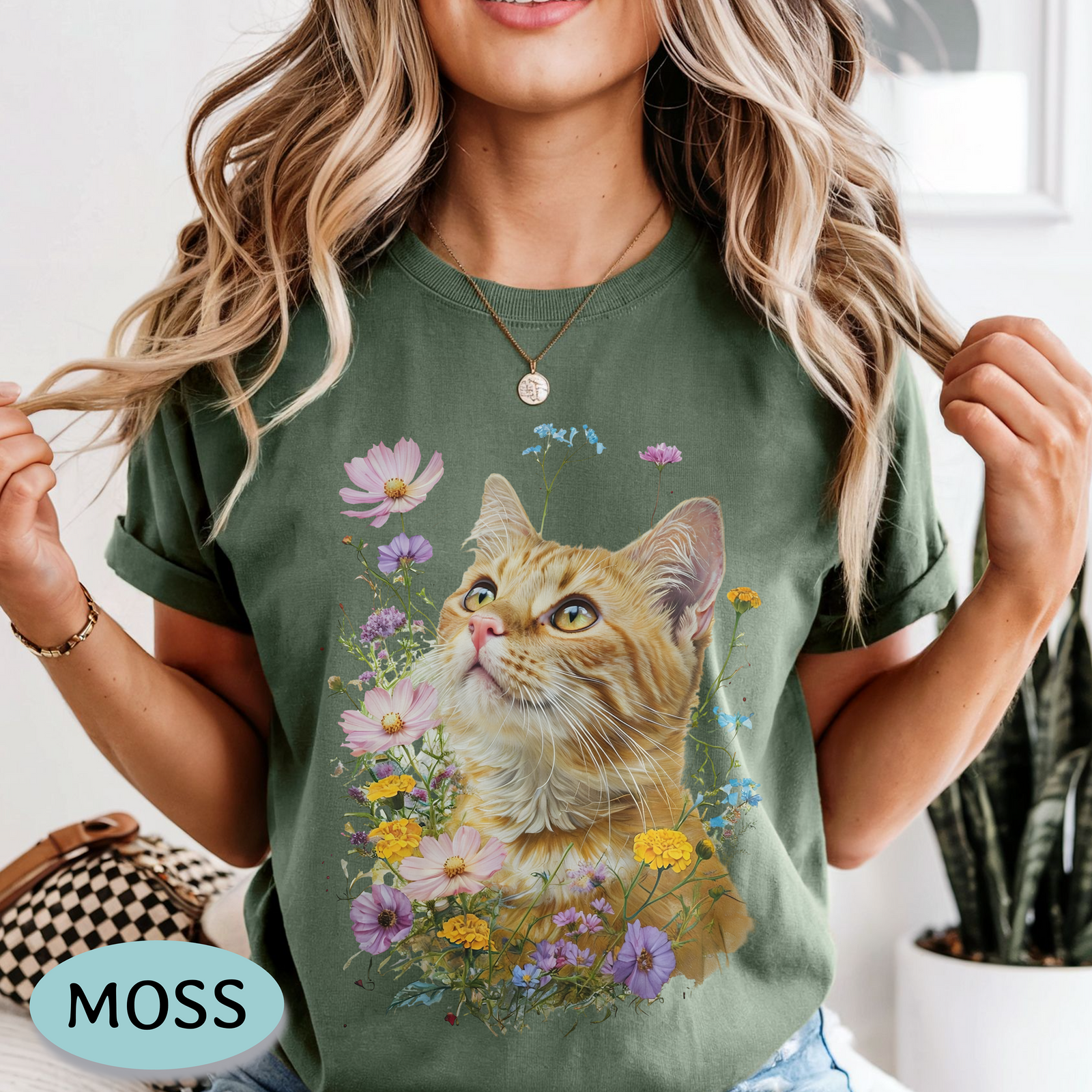 Orange Tabby Cat Wildflower Shirt – Comfort Colors® Tee - Cat Mom T-shirt