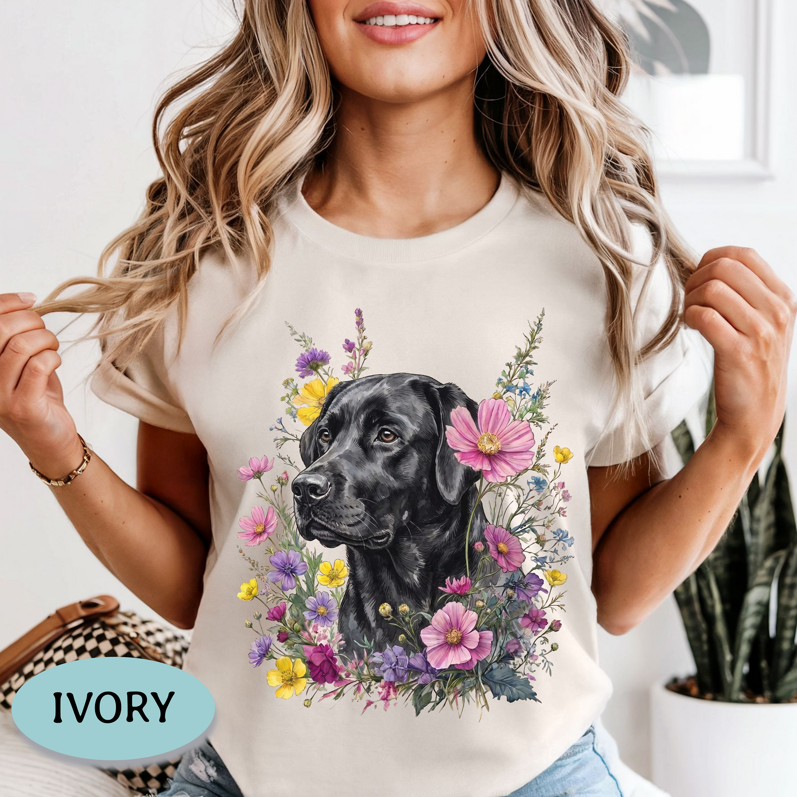 Black Lab Wildflower Shirt – Comfort Colors® Floral Dog Tee