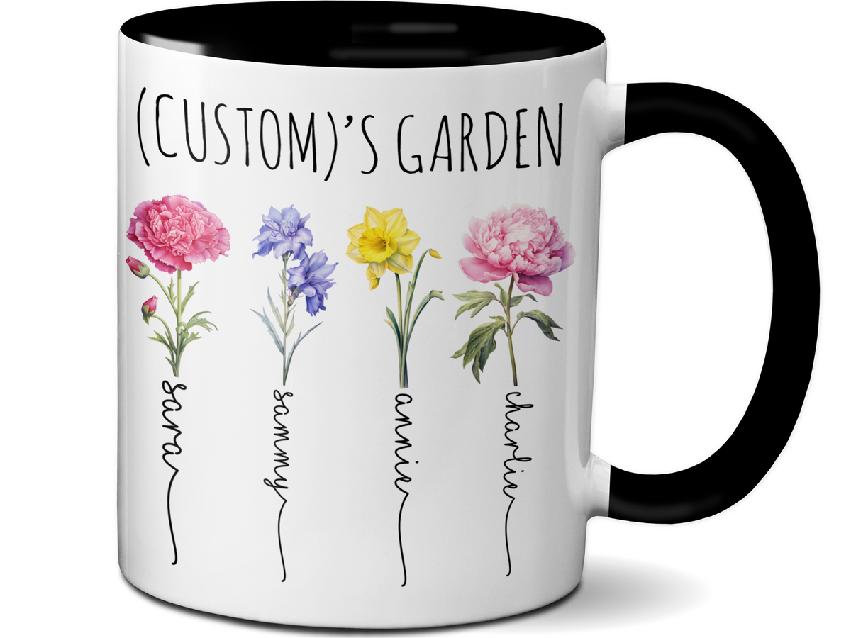 Personalized Birth Flower Kids' Name Mug - Custom Garden Nickname Mother's Day Christmas Birthday Gift Idea Cup